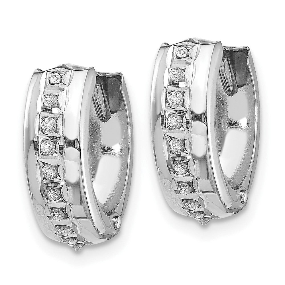 14K Weißgold Diamant Fascination Rund Huggy Creolen