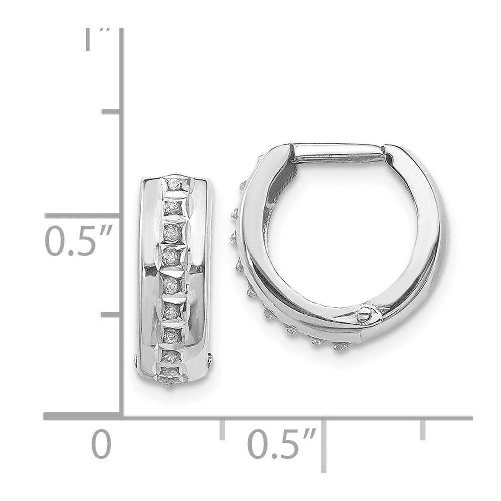 14K Weißgold Diamant Fascination Rund Huggy Creolen