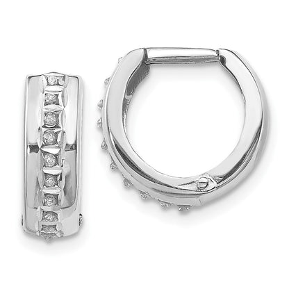 14K Weißgold Diamant Fascination Rund Huggy Creolen