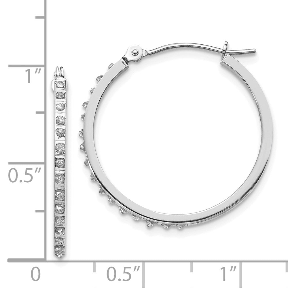 14K Weißgold Diamant Fascination Rund Klappbar Creolen