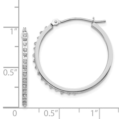 14K Weißgold Diamant Fascination Rund Klappbar Creolen