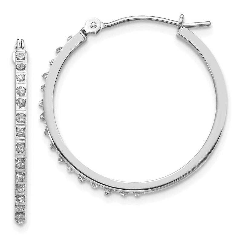 14K Weißgold Diamant Fascination Rund Klappbar Creolen