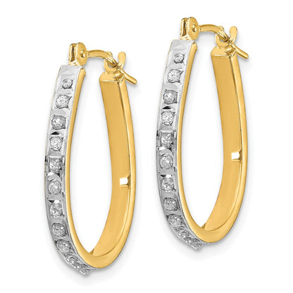14K Gelb & Rhodium Diamant Fascination Oval Klappbar Creolen