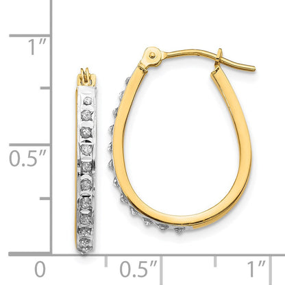 14K Gelb & Rhodium Diamant Fascination Oval Klappbar Creolen