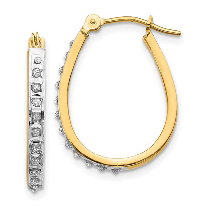 14K Gelb & Rhodium Diamant Fascination Oval Klappbar Creolen