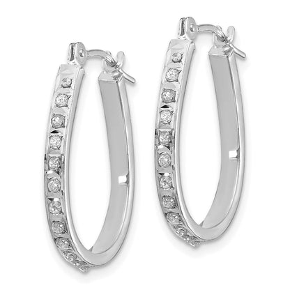 14K Weißgold Diamant Fascination Oval Klappbar Creolen