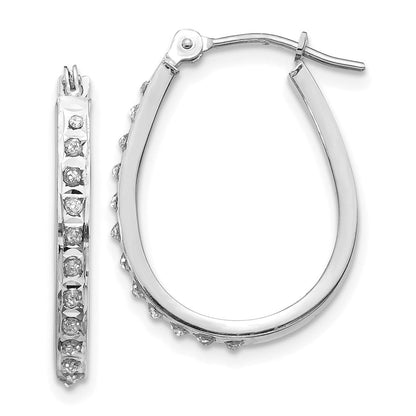 14K Weißgold Diamant Fascination Oval Klappbar Creolen
