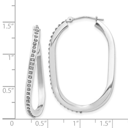 14K Weißgold Diamant Fascination Oval Gedreht Klappbar Creolen