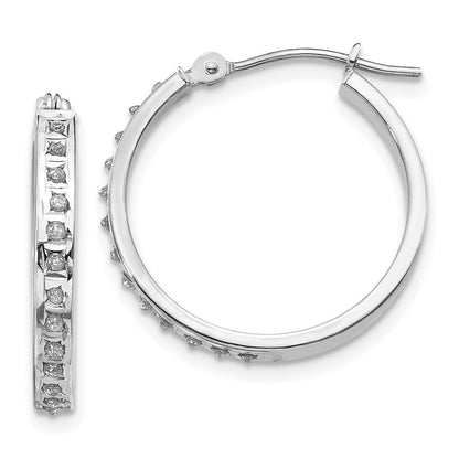14K Weißgold Diamant Fascination Rund Klappbar Creolen
