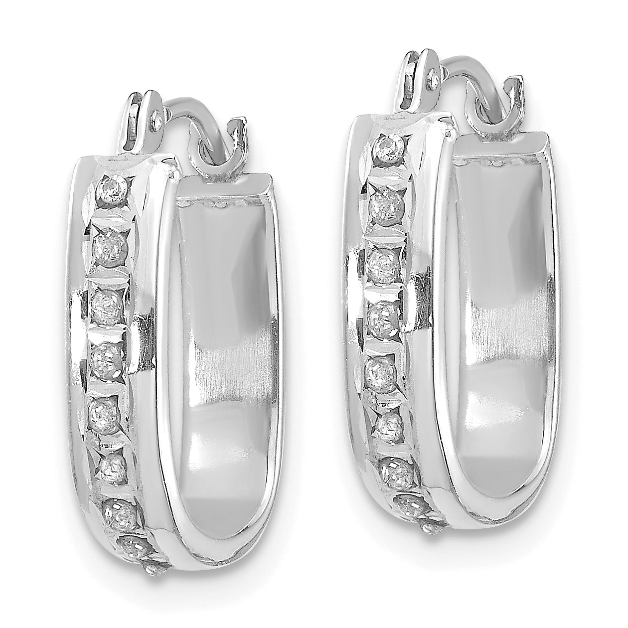 14K Weißgold Diamant Fascination Squared Klappbar Creolen