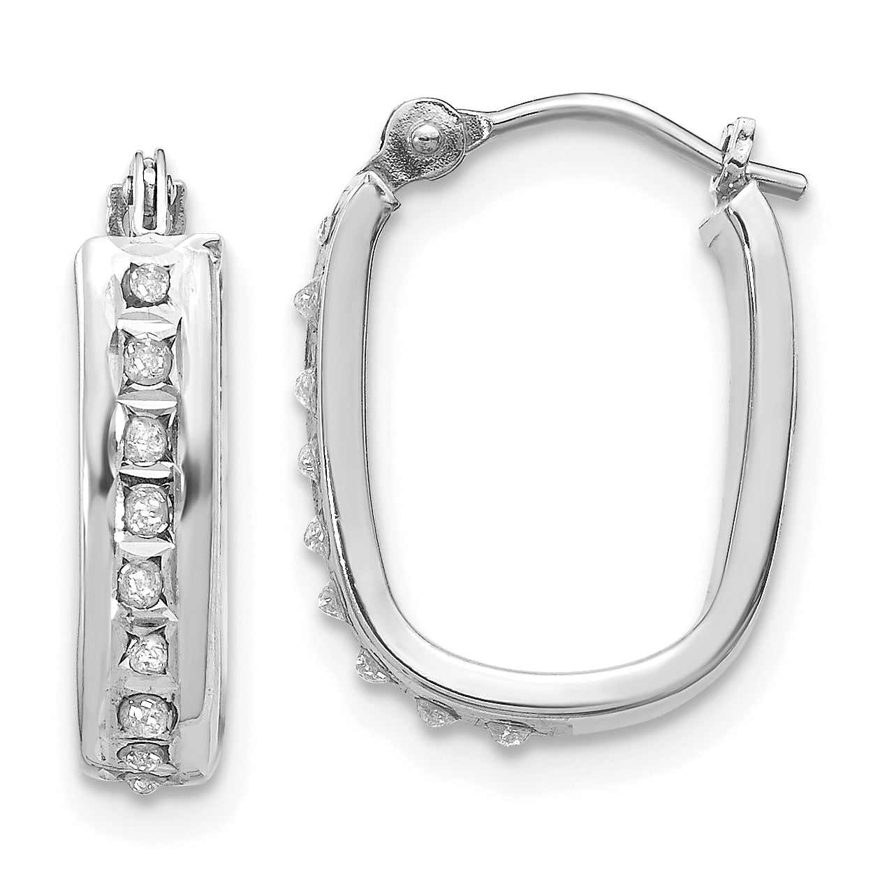 14K Weißgold Diamant Fascination Squared Klappbar Creolen