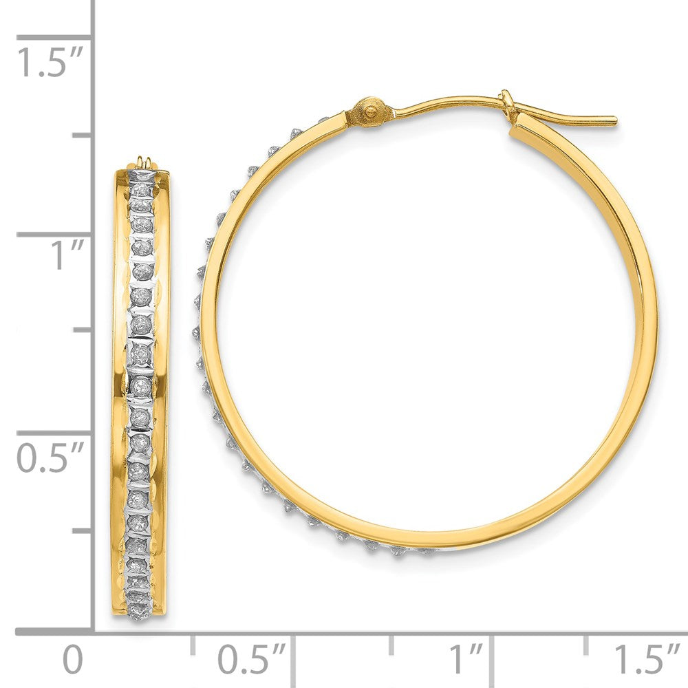 14K Gelbgold Diamant Fascination Rund Klappbar Creolen
