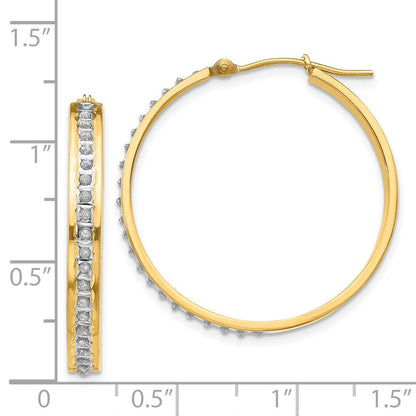 14K Gelbgold Diamant Fascination Rund Klappbar Creolen