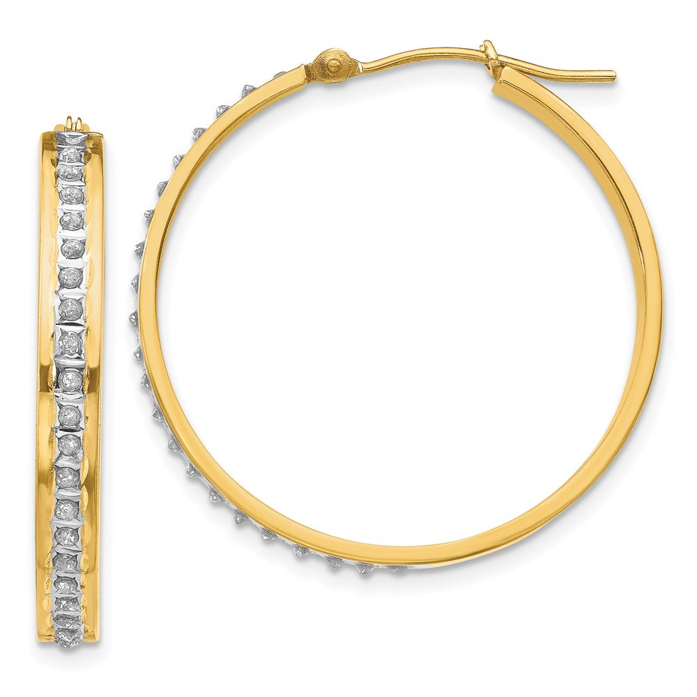 14K Gelbgold Diamant Fascination Rund Klappbar Creolen