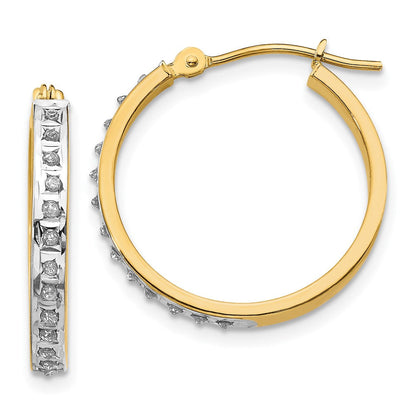 14K Gelbgold Diamant Fascination Rund Klappbar Creolen