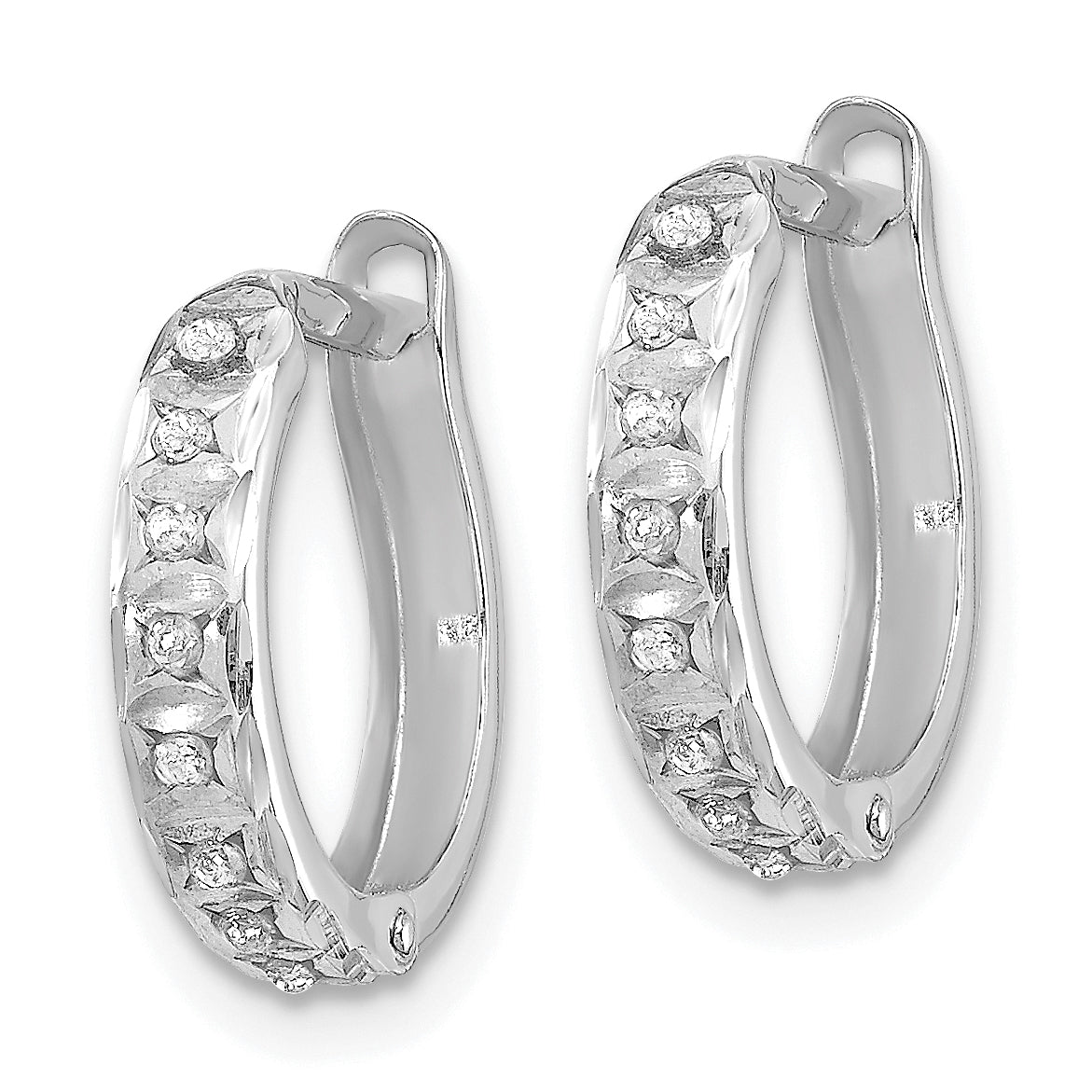 14K Weißgold Diamant Fascination Rund Klappbar Creolen