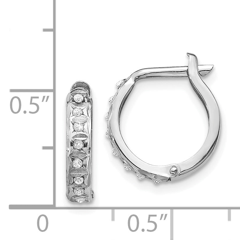 14K Weißgold Diamant Fascination Rund Klappbar Creolen