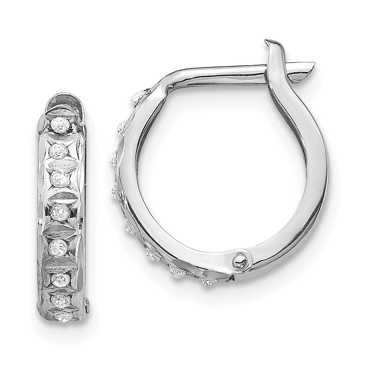 14K Weißgold Diamant Fascination Rund Klappbar Creolen