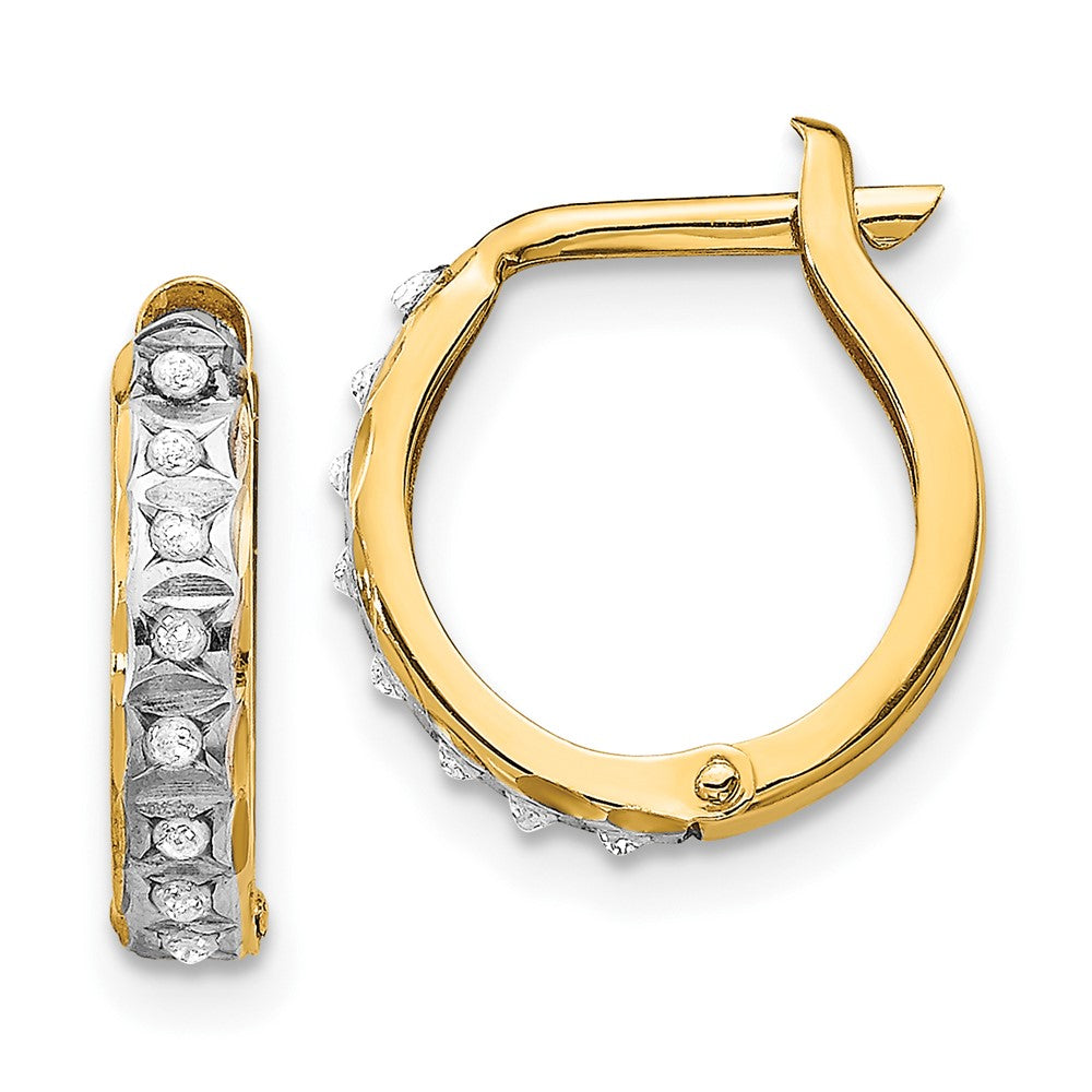 14K Gelbgold Diamant Fascination Rund Klappbar Creolen