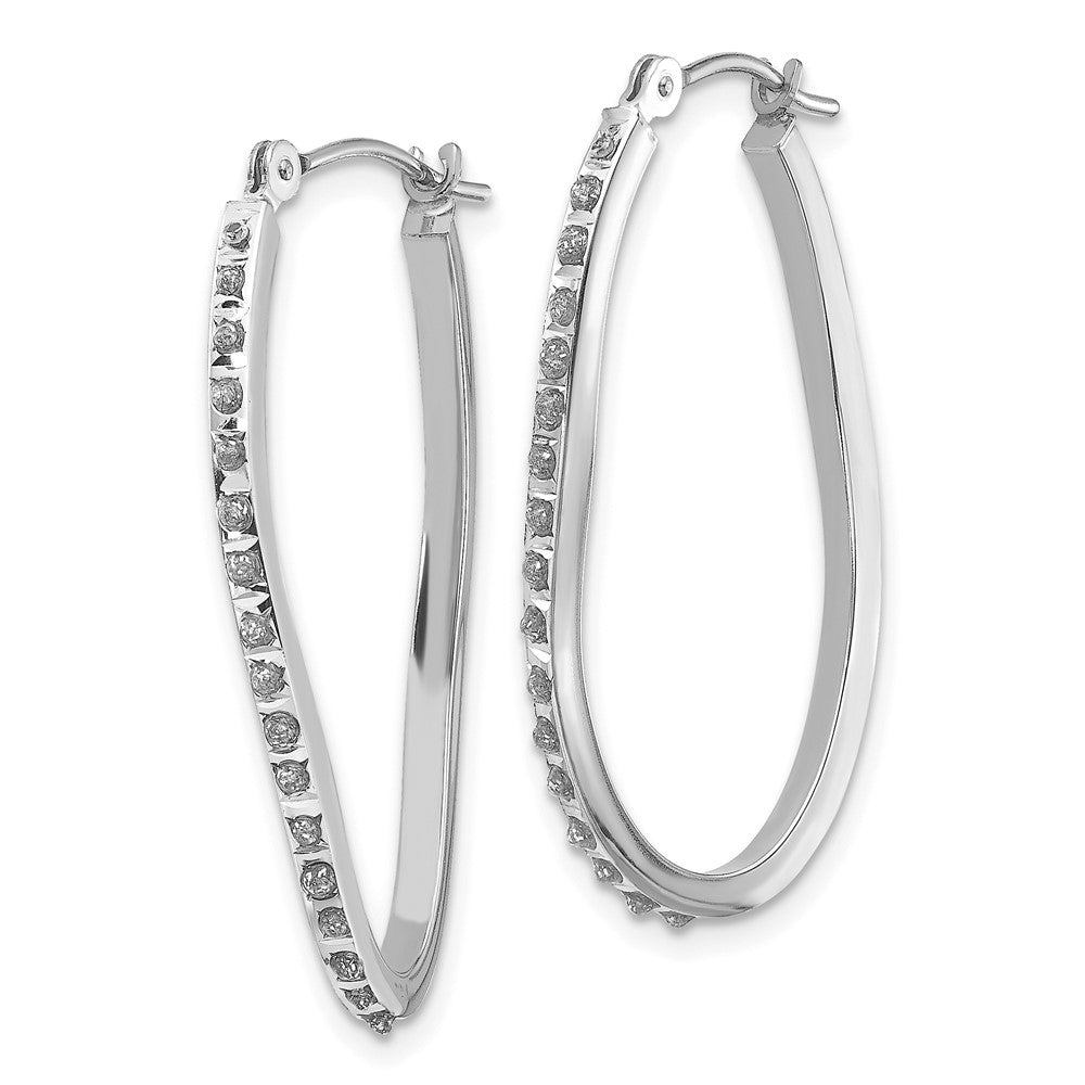 14K Weißgold Diamant Fascination Gedreht Klappbar Creolen