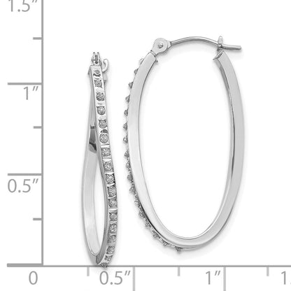 14K Weißgold Diamant Fascination Gedreht Klappbar Creolen