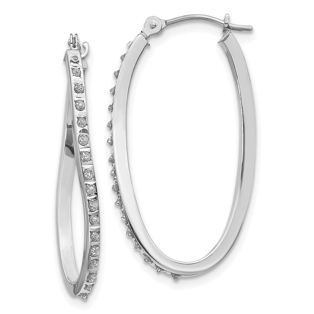 14K Weißgold Diamant Fascination Gedreht Klappbar Creolen