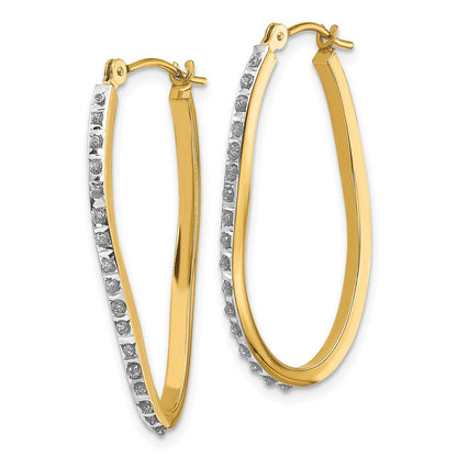 14K Gelbgold Diamant Fascination Gedreht Klappbar Creolen