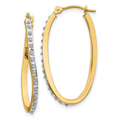 14K Gelbgold Diamant Fascination Gedreht Klappbar Creolen