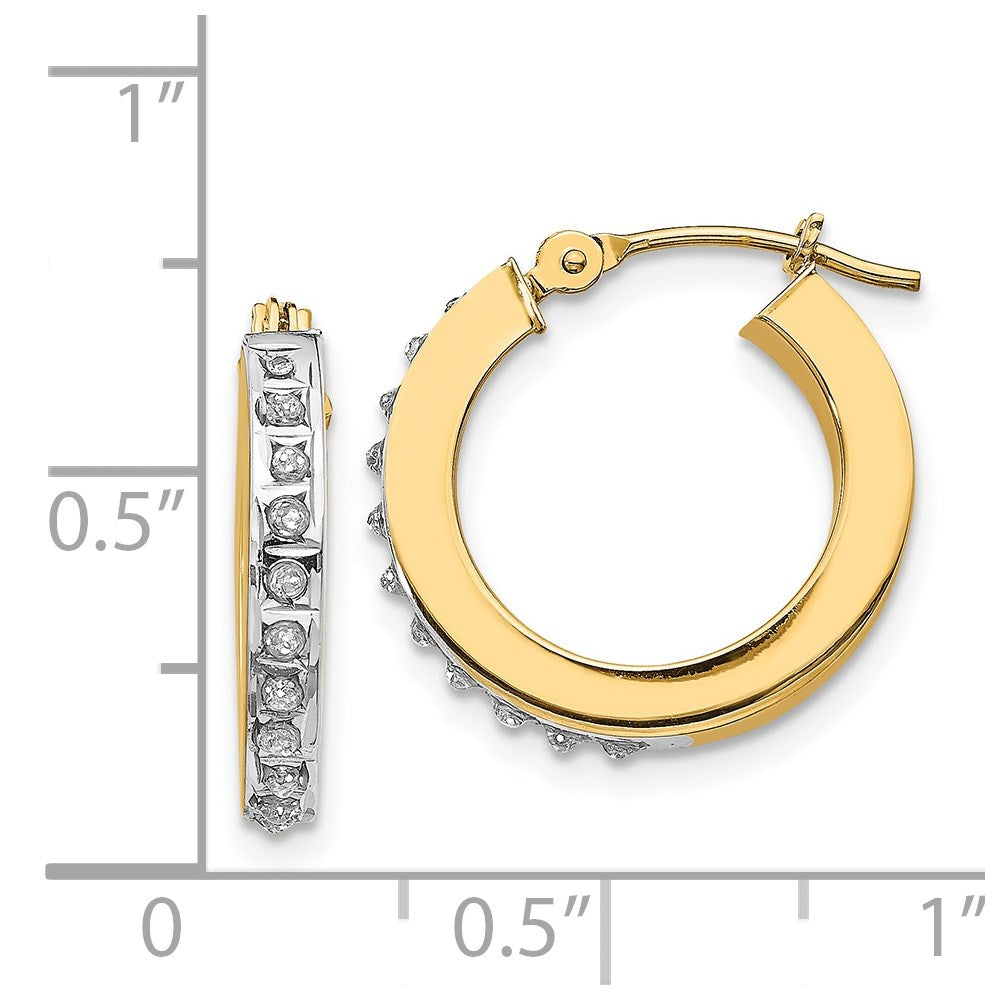 14K Gelbgold Diamant Fascination Rund Klappbar Creolen