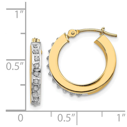 14K Gelbgold Diamant Fascination Rund Klappbar Creolen