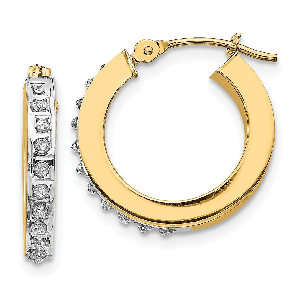14K Gelbgold Diamant Fascination Rund Klappbar Creolen