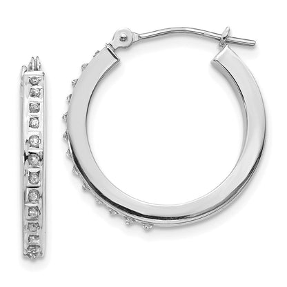 14K Weißgold Diamant Fascination Rund Klappbar Creolen