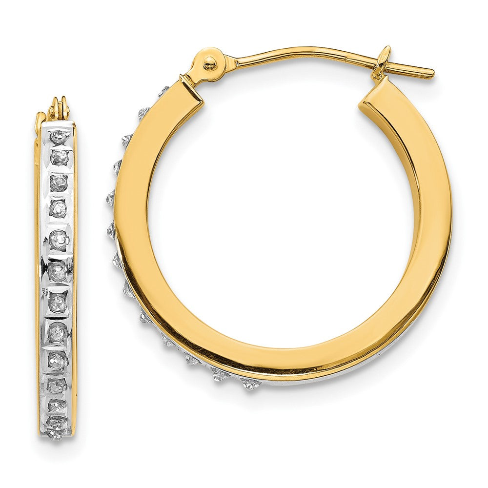 14K Gelbgold Diamant Fascination Rund Klappbar Creolen