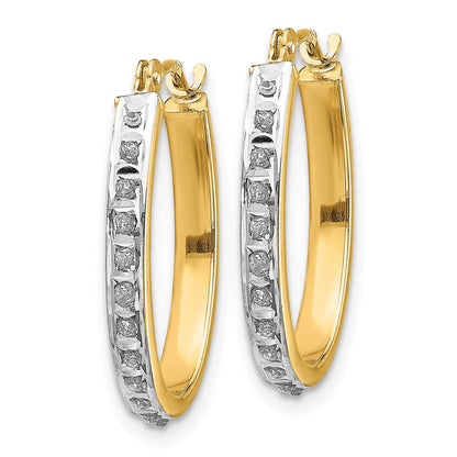 14K Gelbgold Diamant Fascination Oval Klappbar Creolen