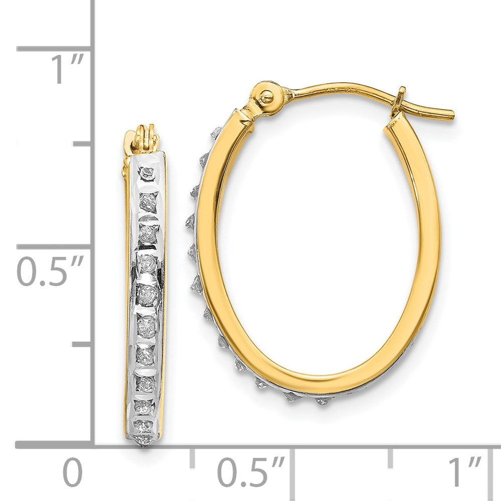 14K Gelbgold Diamant Fascination Oval Klappbar Creolen