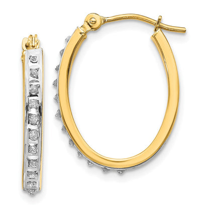 14K Gelbgold Diamant Fascination Oval Klappbar Creolen