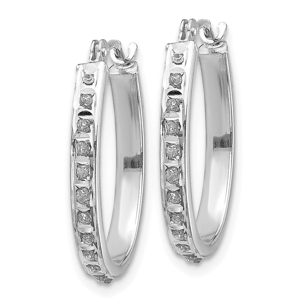 14K Weißgold Diamant Fascination Oval Klappbar Creolen