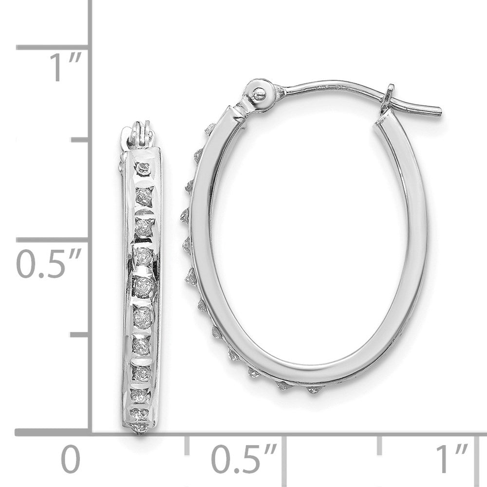 14K Weißgold Diamant Fascination Oval Klappbar Creolen