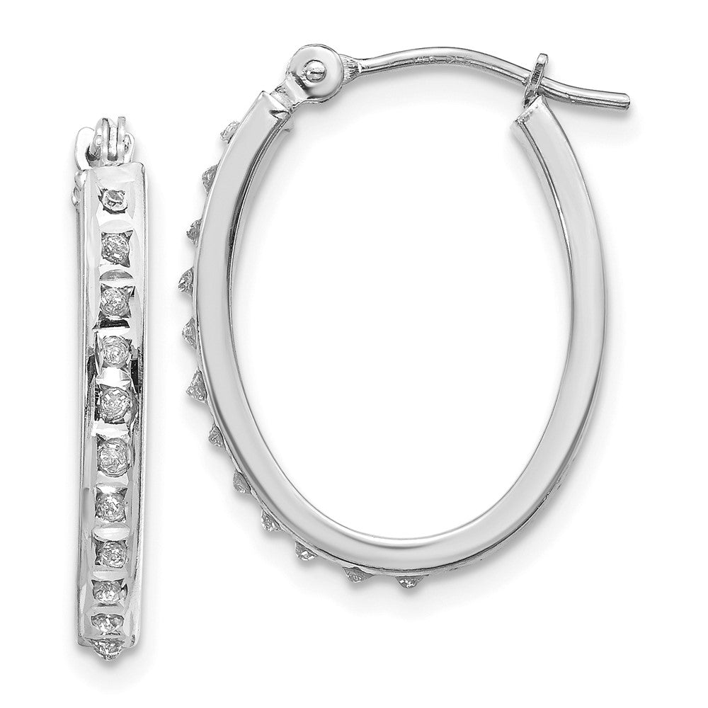 14K Weißgold Diamant Fascination Oval Klappbar Creolen