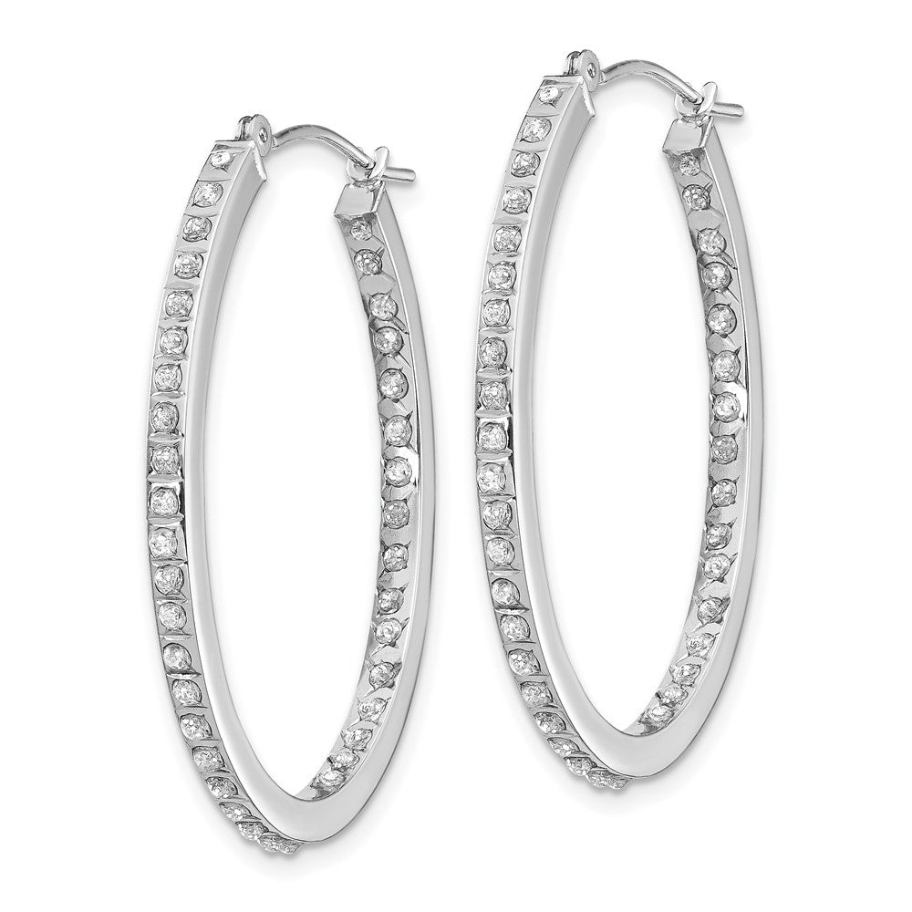 14K Weißgold Diamant Fascination Oval Klappbar Creolen