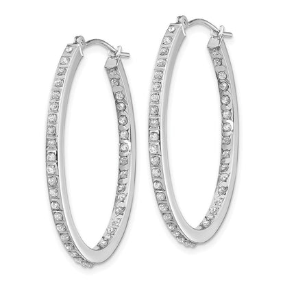 14K Weißgold Diamant Fascination Oval Klappbar Creolen