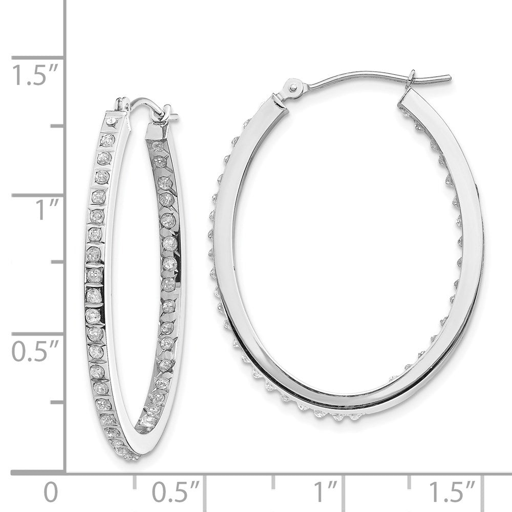 14K Weißgold Diamant Fascination Oval Klappbar Creolen