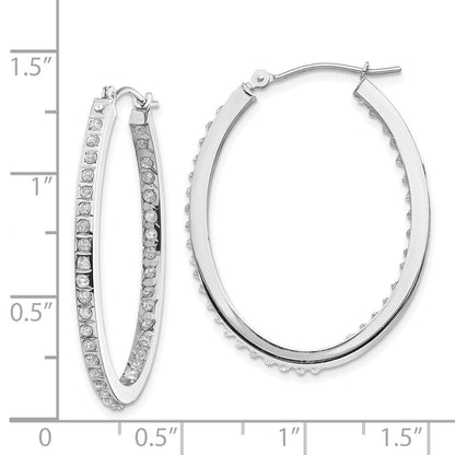 14K Weißgold Diamant Fascination Oval Klappbar Creolen