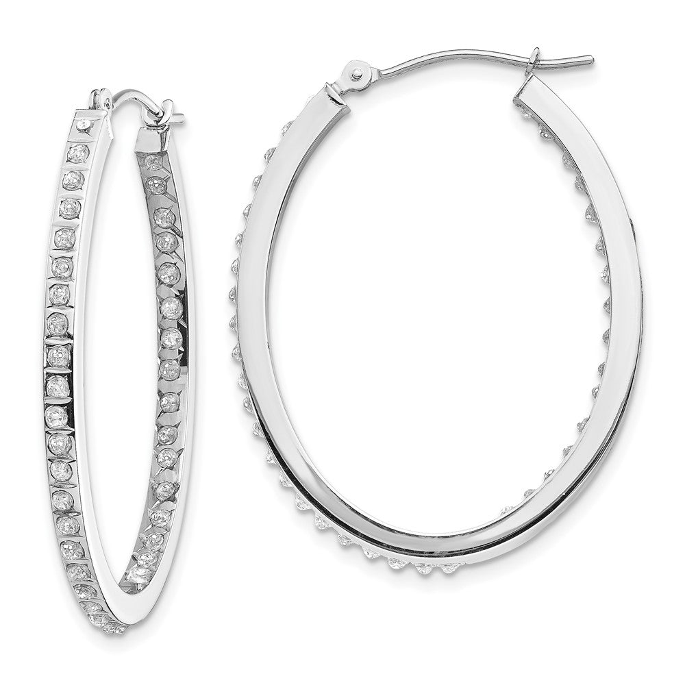 14K Weißgold Diamant Fascination Oval Klappbar Creolen