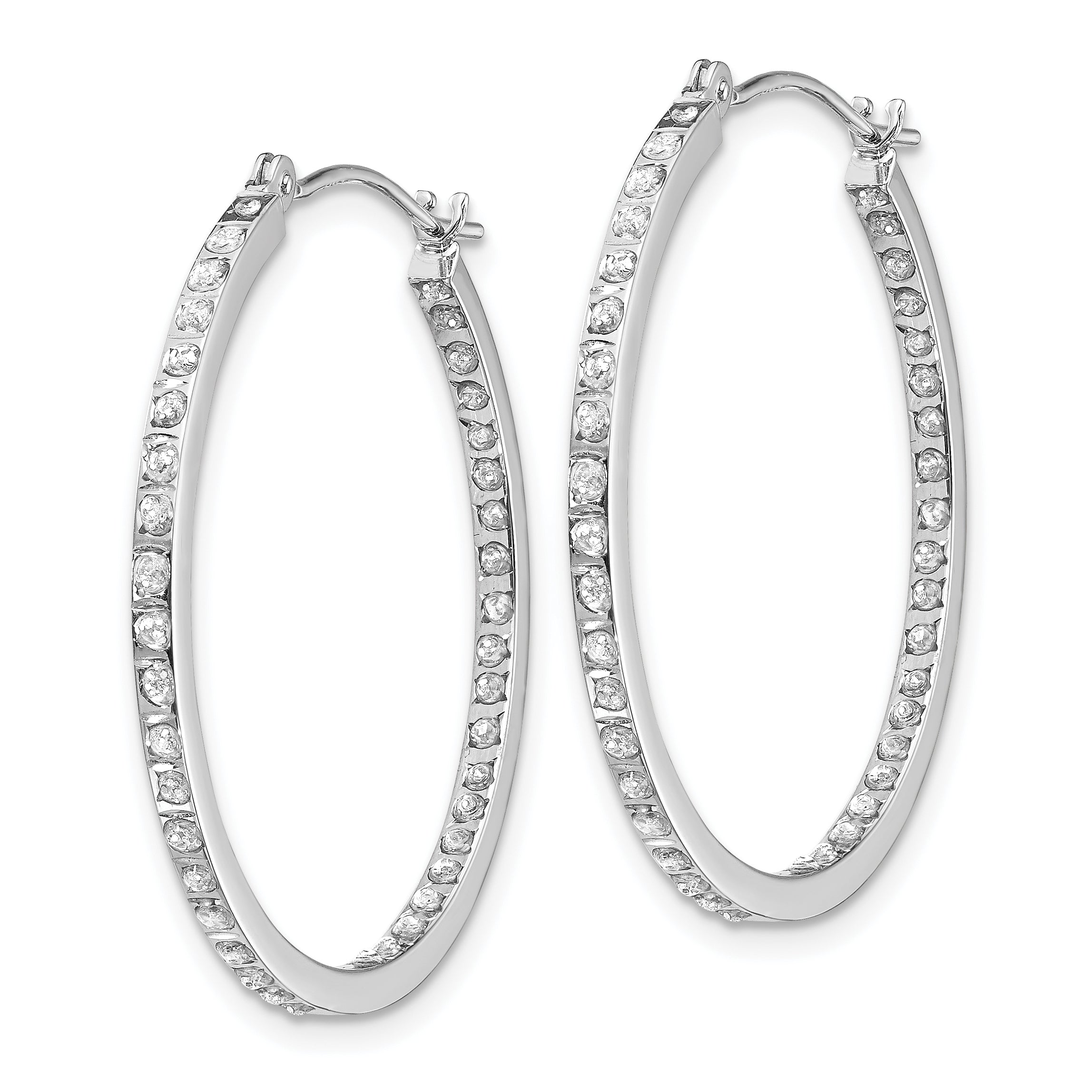 14K Weißgold Diamant Fascination Rund Klappbar Creolen