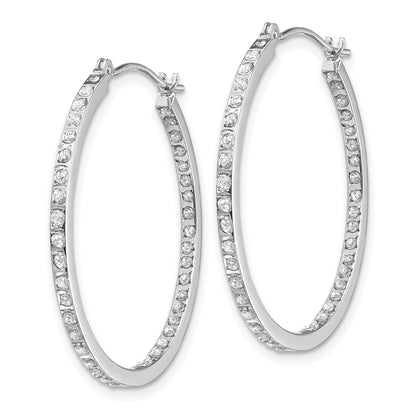 14K Weißgold Diamant Fascination Rund Klappbar Creolen