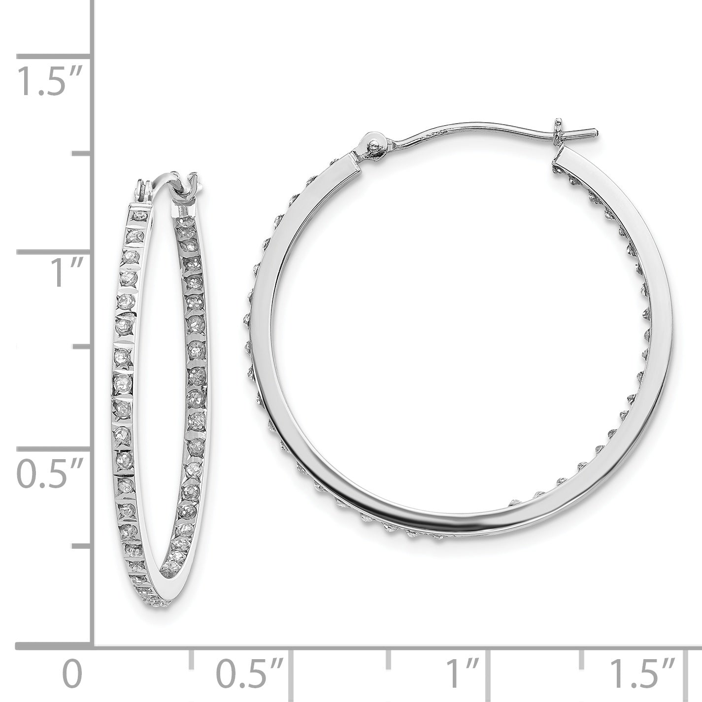 14K Weißgold Diamant Fascination Rund Klappbar Creolen