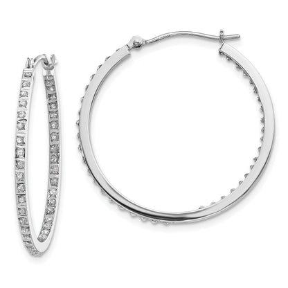 14K Weißgold Diamant Fascination Rund Klappbar Creolen