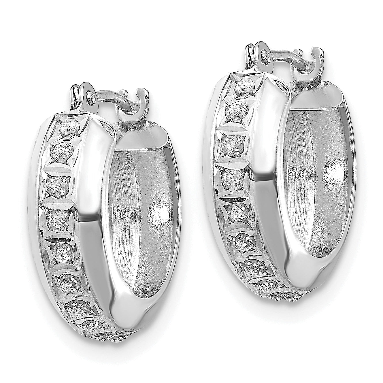 14K Weißgold Diamant Fascination Rund Klappbar Creolen