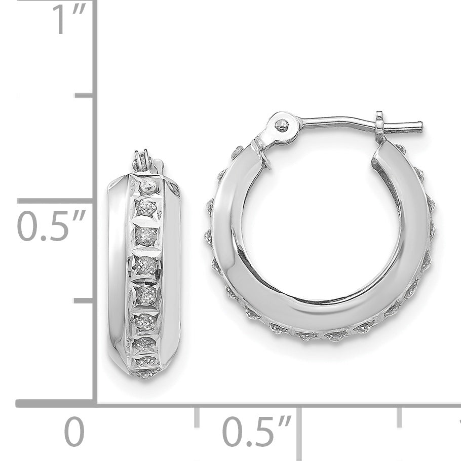 14K Weißgold Diamant Fascination Rund Klappbar Creolen